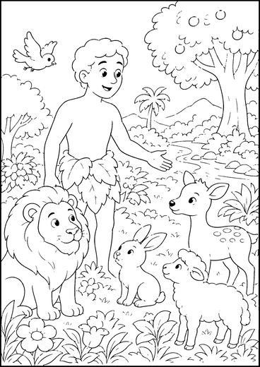 Desenho de Adão e Eva para colorir