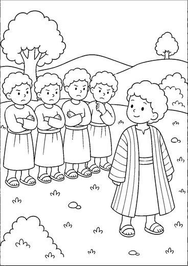 Desenho de José e a Túnica para colorir