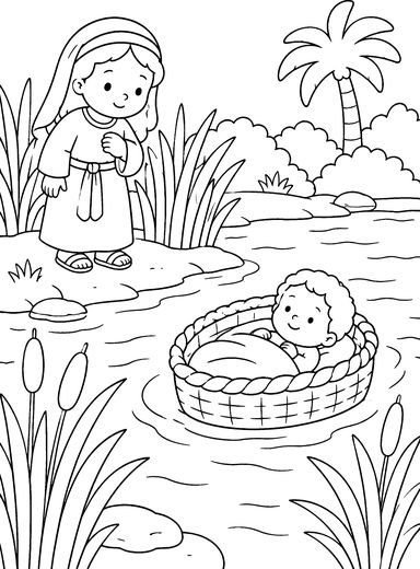 Desenho de Moisés Bebê para colorir