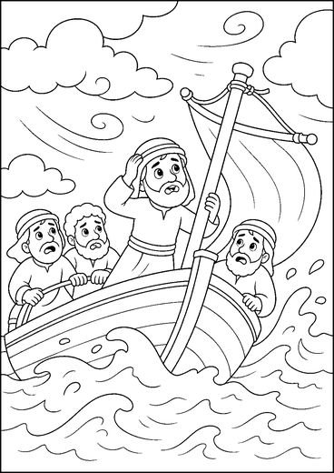 Desenho de Jonas e o Grande Peixe para colorir