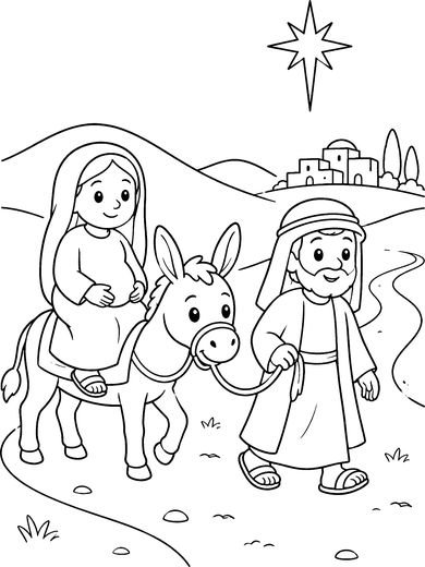 Desenho de O Nascimento de Jesus para colorir