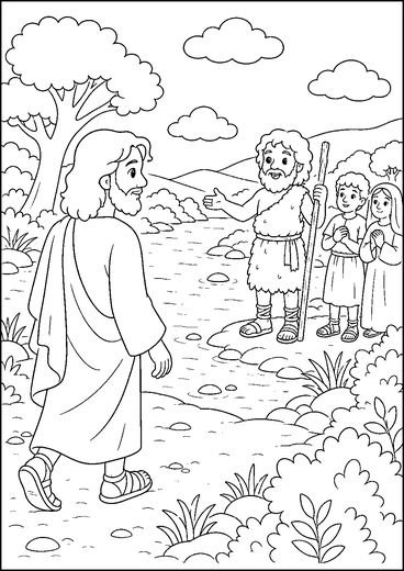 Desenho de O Batismo de Jesus para colorir