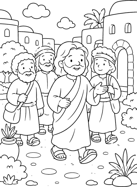 Desenho de Jesus e Zaqueu para colorir